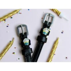 ManeJane Spur Straps With Charm - VARIOUS PATTERNS -Horse Care World MJspurstrapcupcake